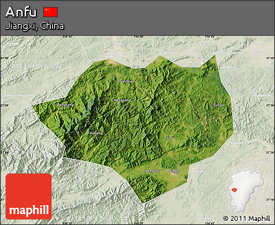 Satellite Map of Anfu, lighten