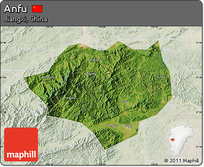 Satellite Map of Anfu, lighten