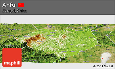 Physical Panoramic Map of Anfu, satellite outside