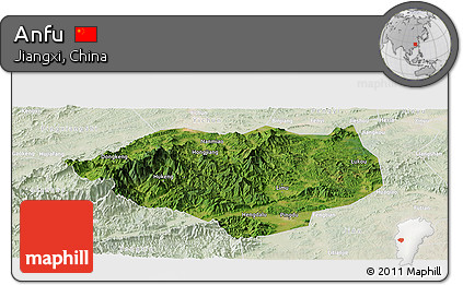 Satellite Panoramic Map of Anfu, lighten