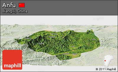 Satellite Panoramic Map of Anfu, lighten