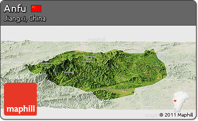 Satellite Panoramic Map of Anfu, lighten