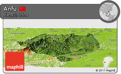 Satellite Panoramic Map of Anfu, physical outside