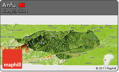 Satellite Panoramic Map of Anfu, physical outside