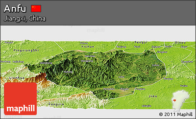 Satellite Panoramic Map of Anfu, physical outside