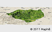 Satellite Panoramic Map of Anfu, shaded relief outside