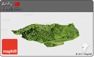 Satellite Panoramic Map of Anfu, single color outside