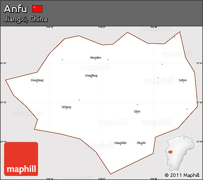 Classic Style Simple Map of Anfu, cropped outside