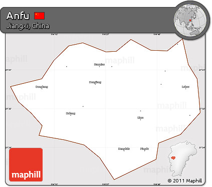 Classic Style Simple Map of Anfu, cropped outside