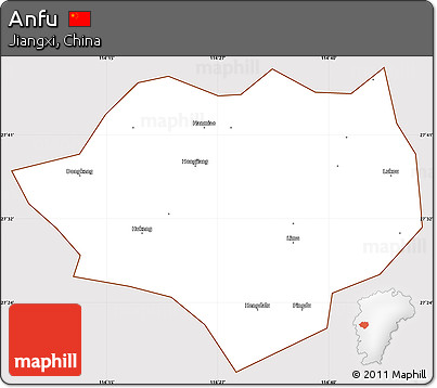 Classic Style Simple Map of Anfu, cropped outside
