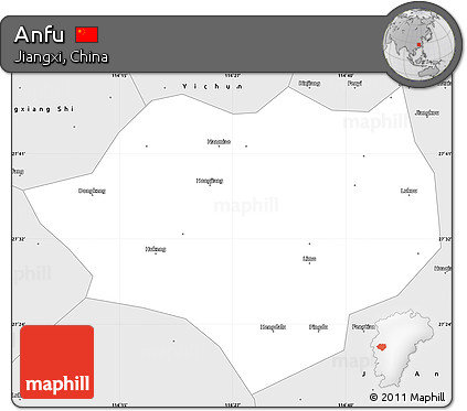 Silver Style Simple Map of Anfu