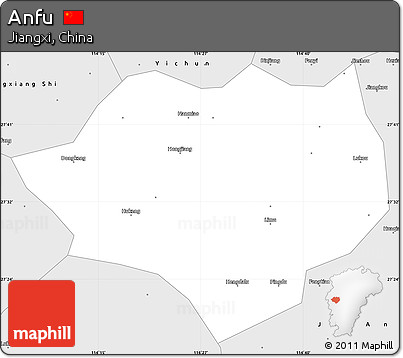 Silver Style Simple Map of Anfu
