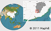 Satellite Location Map of Dayu, highlighted country, highlighted parent region