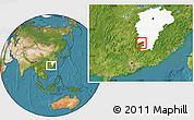 Satellite Location Map of Dayu, highlighted parent region