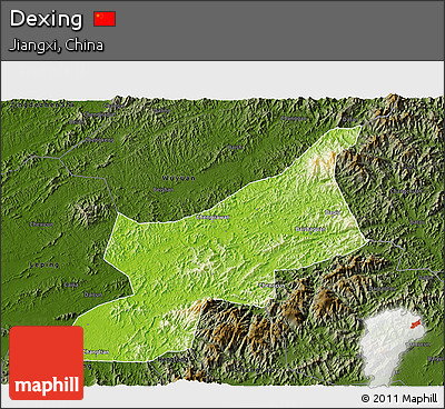 Physical 3D Map of Dexing, darken