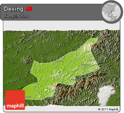 Physical 3D Map of Dexing, darken