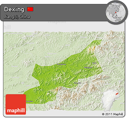 Physical 3D Map of Dexing, lighten