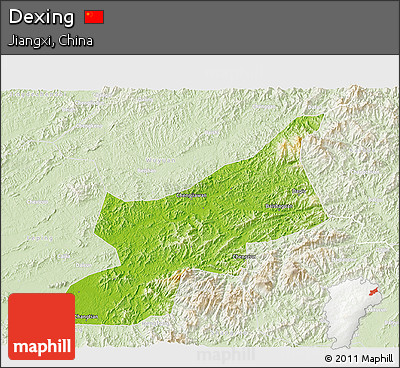 Physical 3D Map of Dexing, lighten