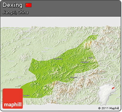 Physical 3D Map of Dexing, lighten