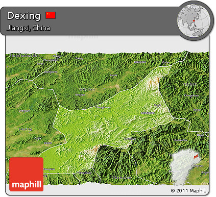 Physical 3D Map of Dexing, satellite outside