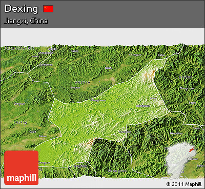 Physical 3D Map of Dexing, satellite outside