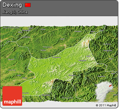 Physical 3D Map of Dexing, satellite outside