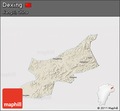 Shaded Relief 3D Map of Dexing, single color outside