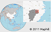 Gray Location Map of Dexing, highlighted country, highlighted parent region