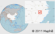 Gray Location Map of Dexing, highlighted country, hill shading
