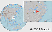 Gray Location Map of Dexing, hill shading