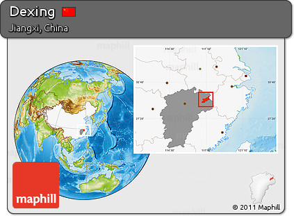 Physical Location Map of Dexing, highlighted country, highlighted parent region
