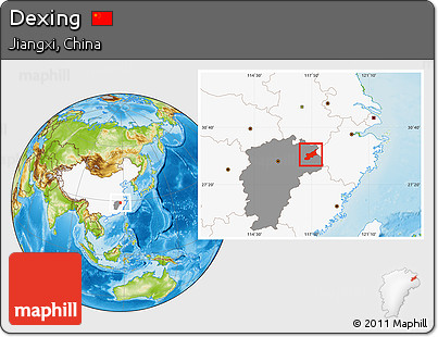Physical Location Map of Dexing, highlighted country, highlighted parent region