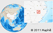 Shaded Relief Location Map of Dexing, highlighted country