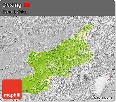 Physical Map of Dexing, lighten, desaturated