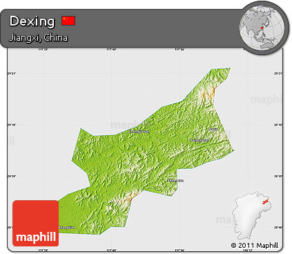 Physical Map of Dexing, single color outside