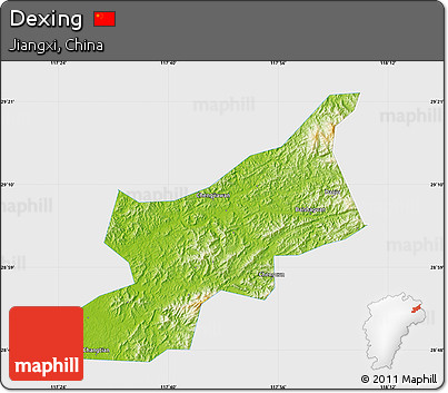 Physical Map of Dexing, single color outside