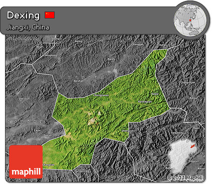Satellite Map of Dexing, desaturated