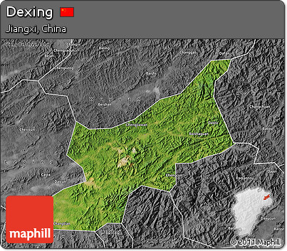 Satellite Map of Dexing, desaturated