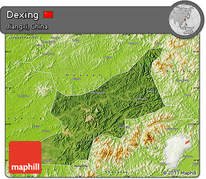 Satellite Map of Dexing, physical outside