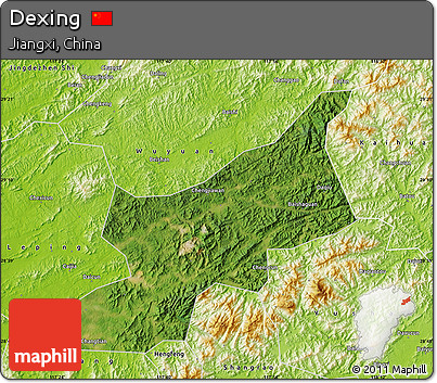Satellite Map of Dexing, physical outside