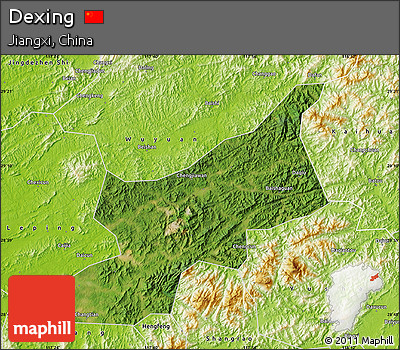 Satellite Map of Dexing, physical outside