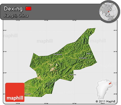 Satellite Map of Dexing, single color outside