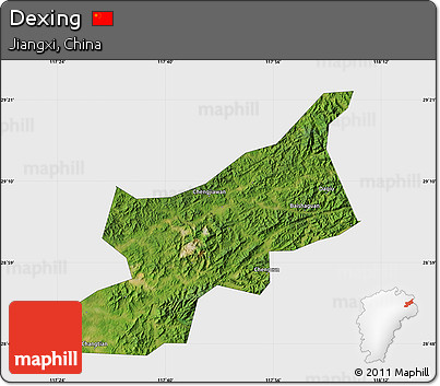 Satellite Map of Dexing, single color outside