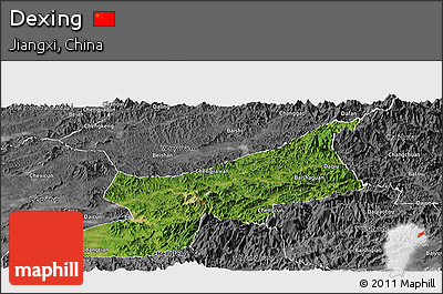 Satellite Panoramic Map of Dexing, desaturated