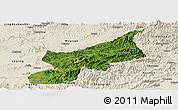 Satellite Panoramic Map of Dexing, shaded relief outside