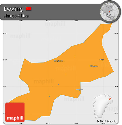 Political Simple Map of Dexing, single color outside