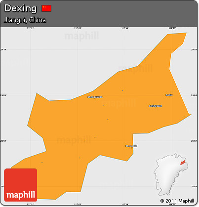 Political Simple Map of Dexing, single color outside