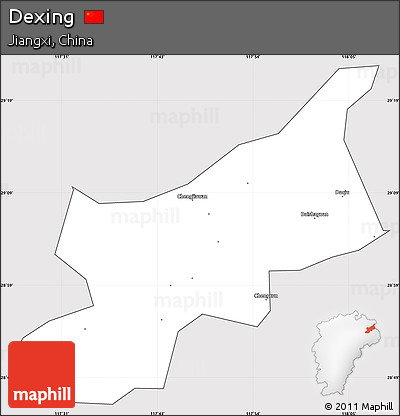Silver Style Simple Map of Dexing, cropped outside