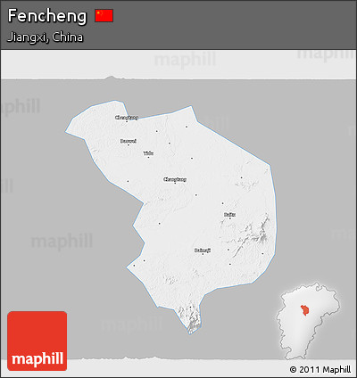 Gray 3D Map of Fencheng, single color outside