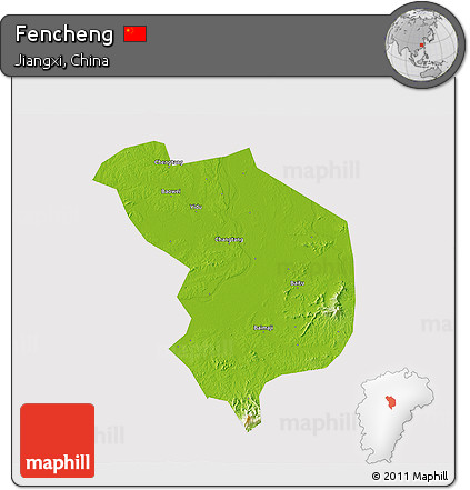Physical 3D Map of Fencheng, cropped outside